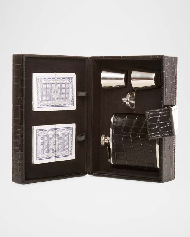 Black Croc Gamer Flask Set